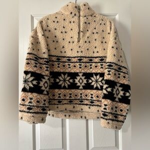 Elegant Nordic Fleece Turtleneck Sweater - Cream and Black